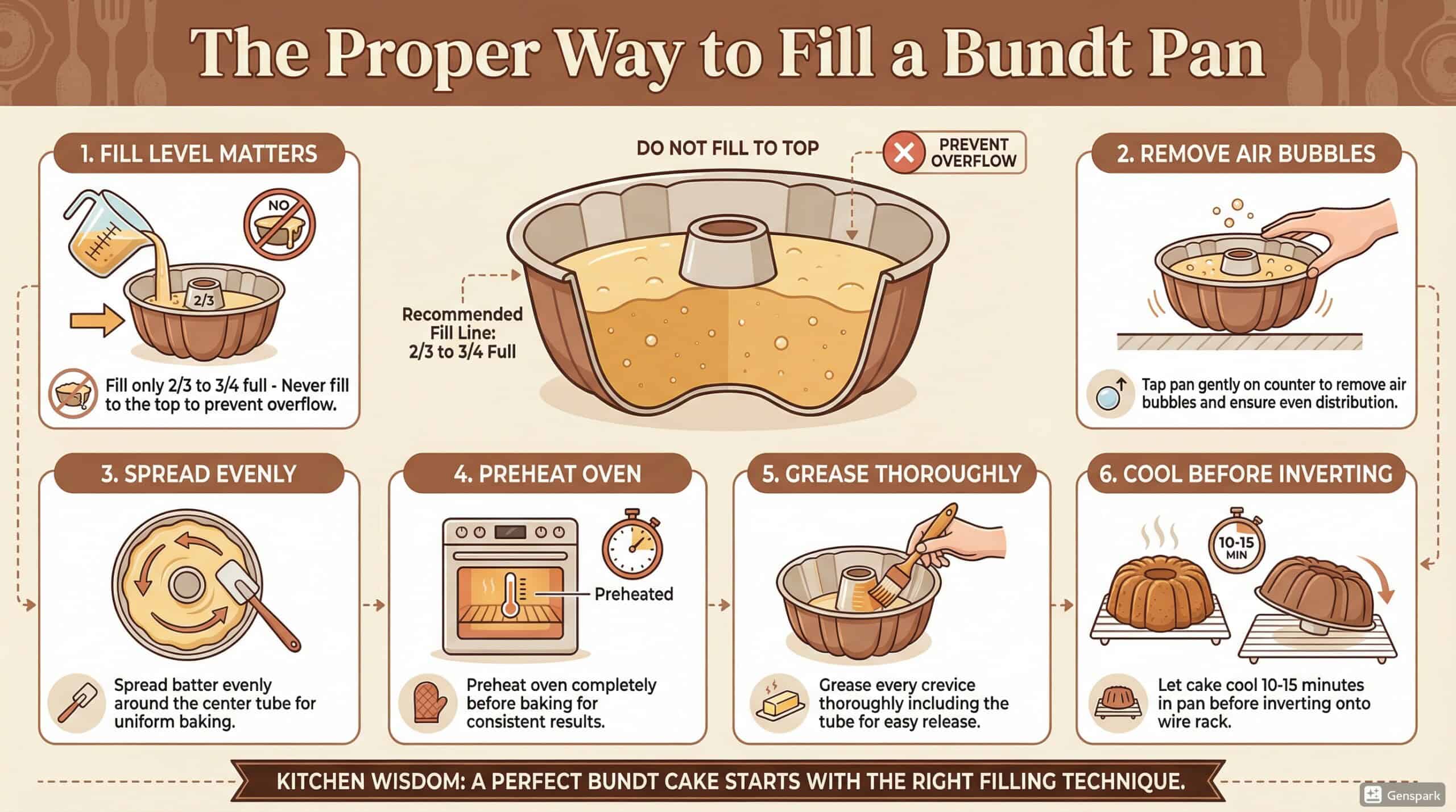 Remove air bubbles by gently tapping the pan on the counter for even baking.