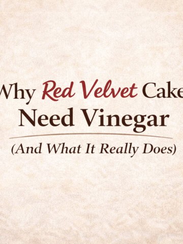 Rich, vibrant red velvet cake with vinegar for flavor enhancement. Perfect for baking and dessert recipes.