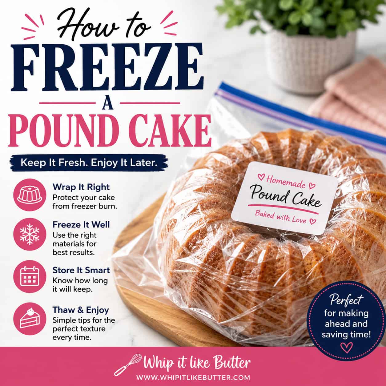 How to freeze a pound cake graphic